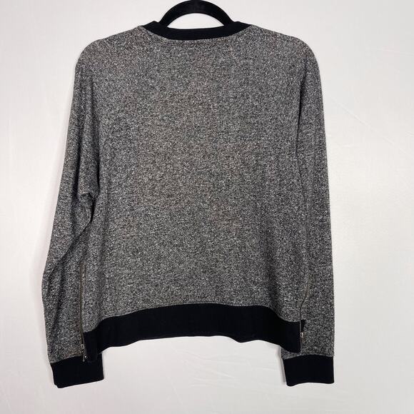Soft Joie Medium M Heather Gray Black Side Zip Sweatshirt Pullover Crew Neck - Picture 2 of 7